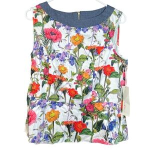 Kelly & Diane Y2K peplum Floral Sleeveless Top Women’s 10